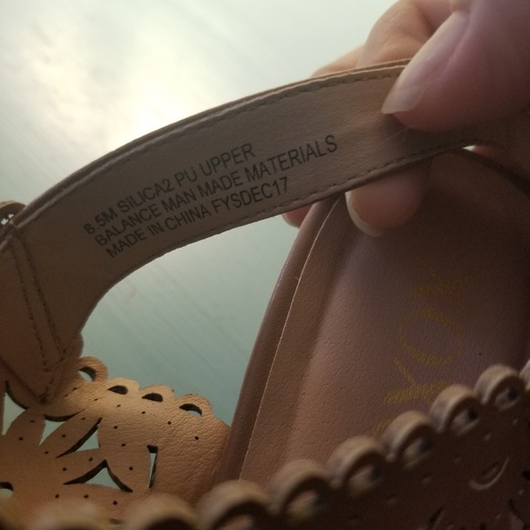 **SOLD**XOXO lace cutout leather wedge sandals - Picture 3 of 3